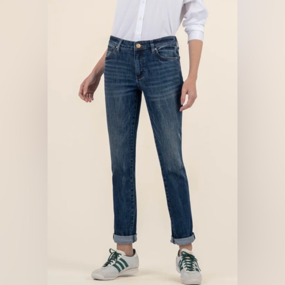 Kut From The Kloth Catherine Boyfriend Jeans Blue Medium Wash Size 0 - Picture 1 of 8